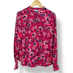 Draper James Floral Long Sleeve Pink Blouse Women's 14 Spring Classic